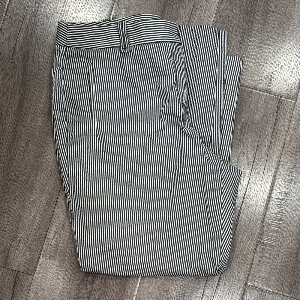 Charter Club Women’s Black and White Striped Dress Pants. Petite